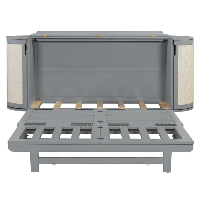 Murphy Bed With Hidden Storage & Modern Woven Design