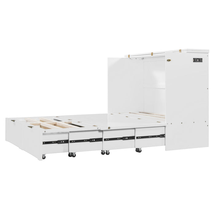 Murphy Bed With Drawer And A Set Of Sockets & USB Ports, Pulley Structure Design