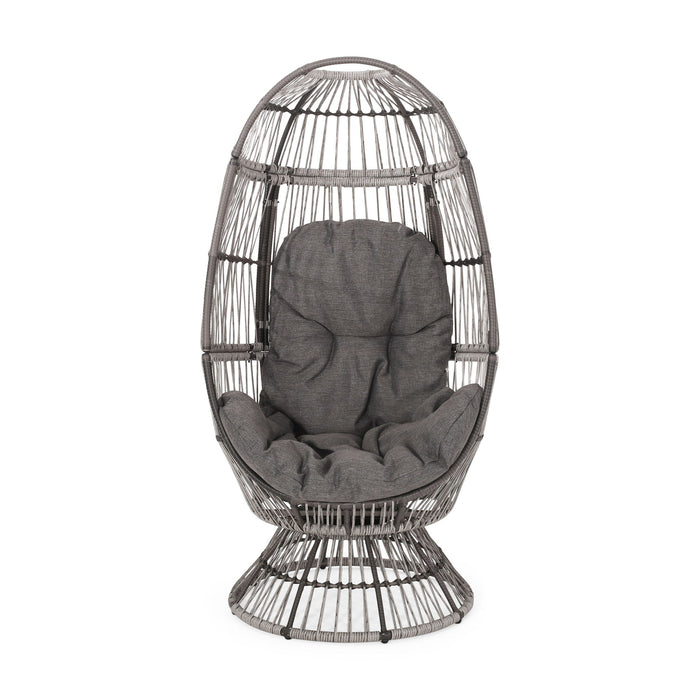 Patio Swivel Basket Egg Chair With Cushion