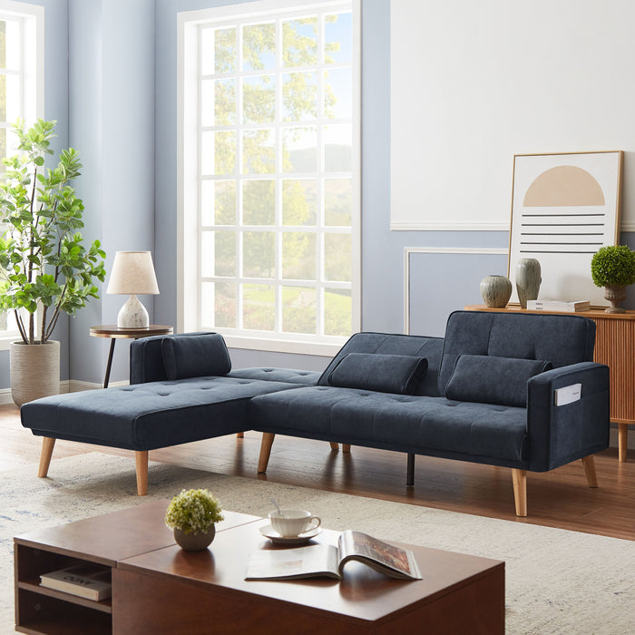 Convertible Sectional Sofa Sleeper, Left Facing L-Shaped Sofa Counch For Living Room - Dark Gray