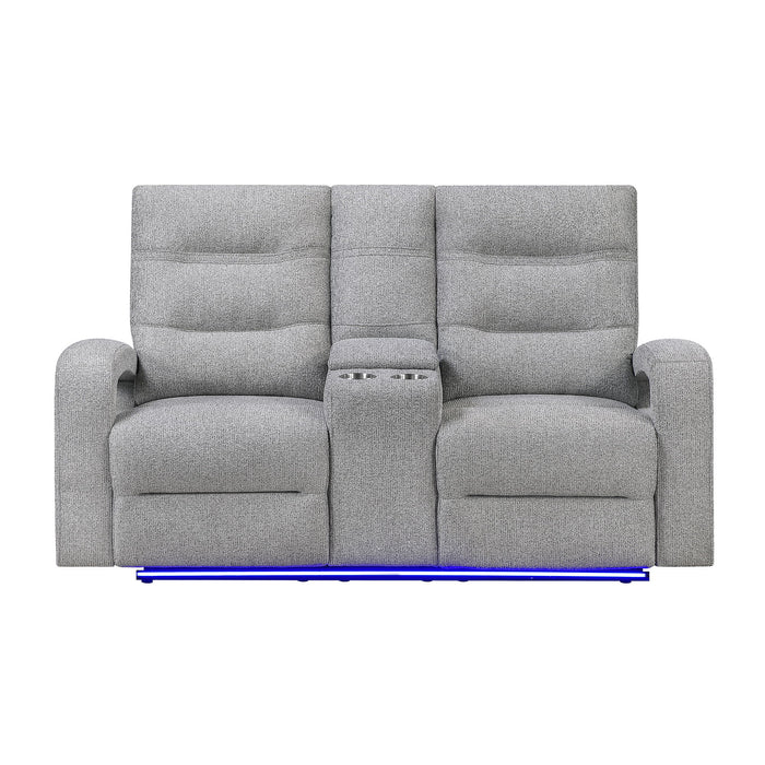 Isolde - Power Reclining Loveseat With LED Lighting - Gray