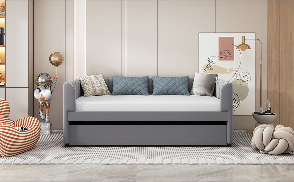 Upholstered Daybed With Ergonomic Design Backrest
