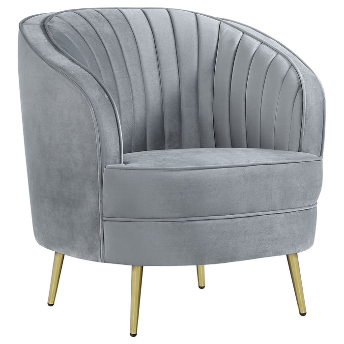 Sophia - 3 Piece Upholstered Channel Tufted Sofa Set - Gray