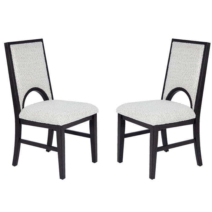 Upholstered Dining Chairs With Arched Cutout Backrest (Set of 2) - Black / White
