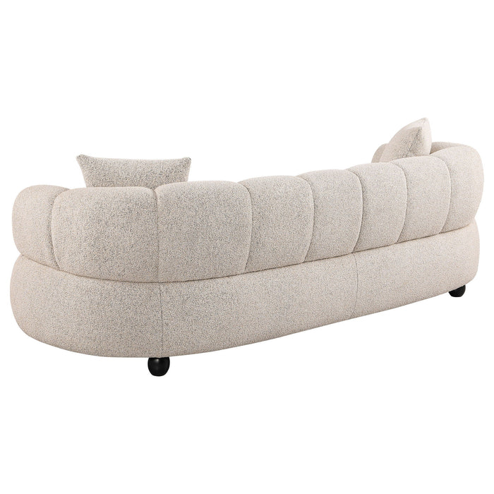 Whitney 2-Piece Contemporary Channel Tufted Boucle Sofa Set Pebble