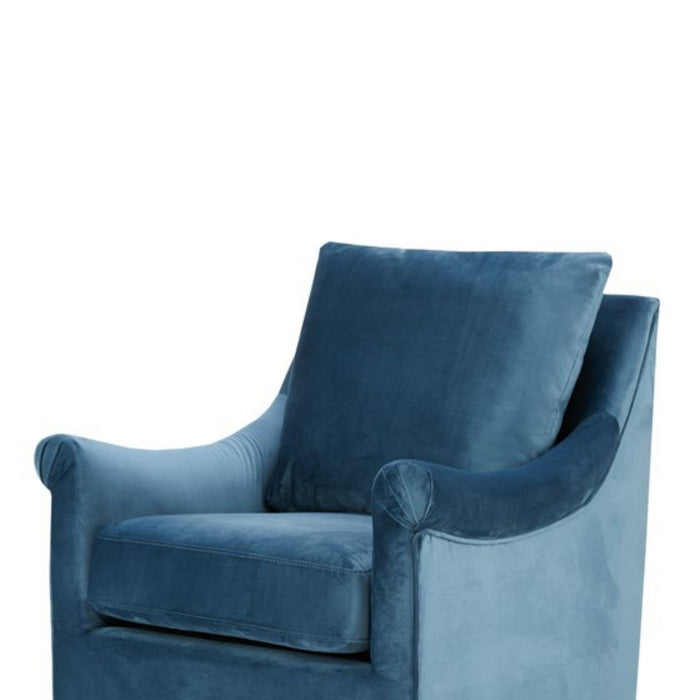 Swivel Chair With Curved Arms And Straight Back - Blue