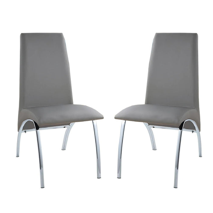 (Set of 2) Padded Gray Leatherette Side Chairs In Chrome