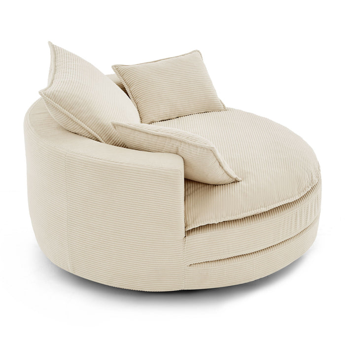 360° Swivel Accent Barrel Chair With Dual Layer Cushion And 3 Removable Pillows