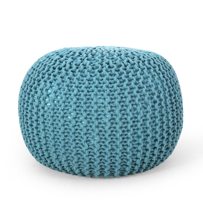 Moro - Knitted Cotton Round Pouf With Pumpkin Shape
