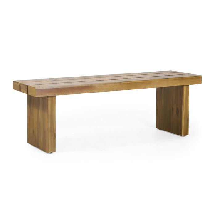 Nahanni - Rustic Acacia Wood Bench With Slat Design - Natural