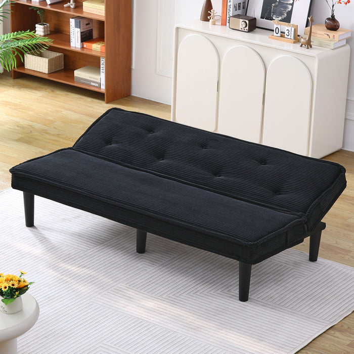 Versatile Corduroy Sofa Bed With Solid Wood Frame