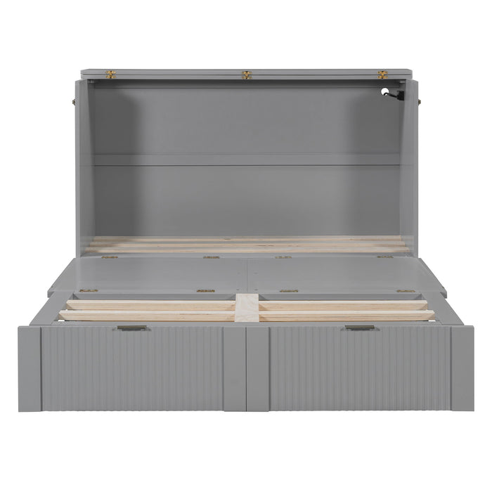 Murphy Bed With Drawer And A Set Of Sockets & USB Ports, Pulley Structure Design