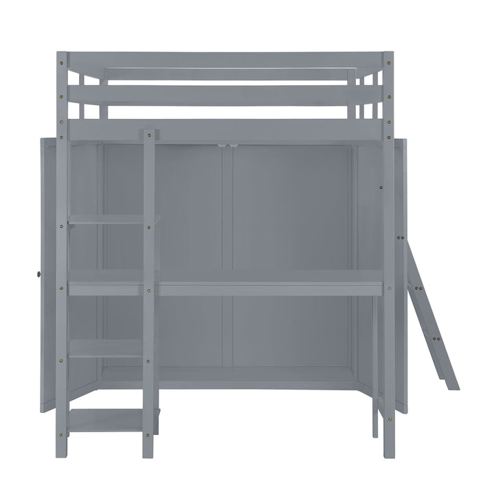 Loft Bed With Wardrobe And Desk And Shelves
