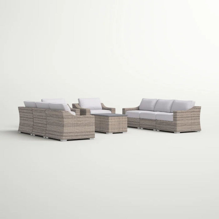All Weather Wicker 8 Piece Patio Sectional Set With Cushions Modular Design - Gray Mix