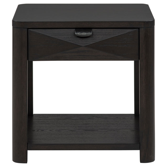 Marcelo Wood End Table with Drawer and Shelf Coffee