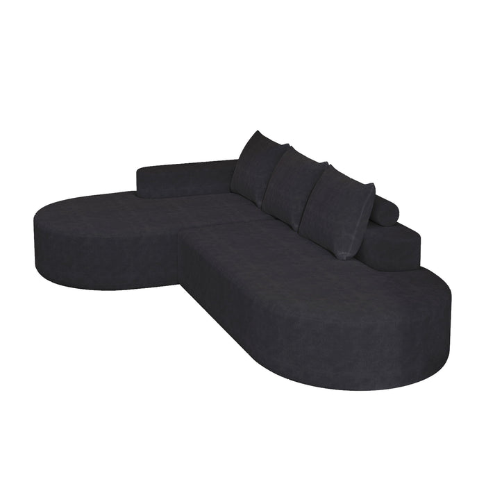 Modern Curved Sofa, L-Shaped Modular Sectional Set With 3 Pillows