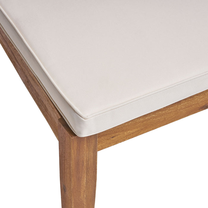 Outdoor 6 Seater Expandable Dining Set With Cushions - Sandblasted Natural / Beige