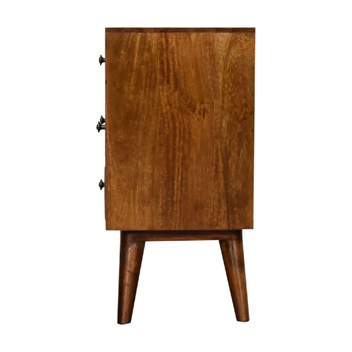 4 Drawer Multi Bedside Table - Chestnut