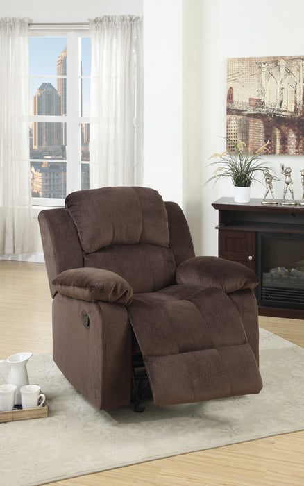 Motion Recliner Chair Rocker Recliner Couch Living Room Furniture Chocolate Padded Suede Metal Reclining