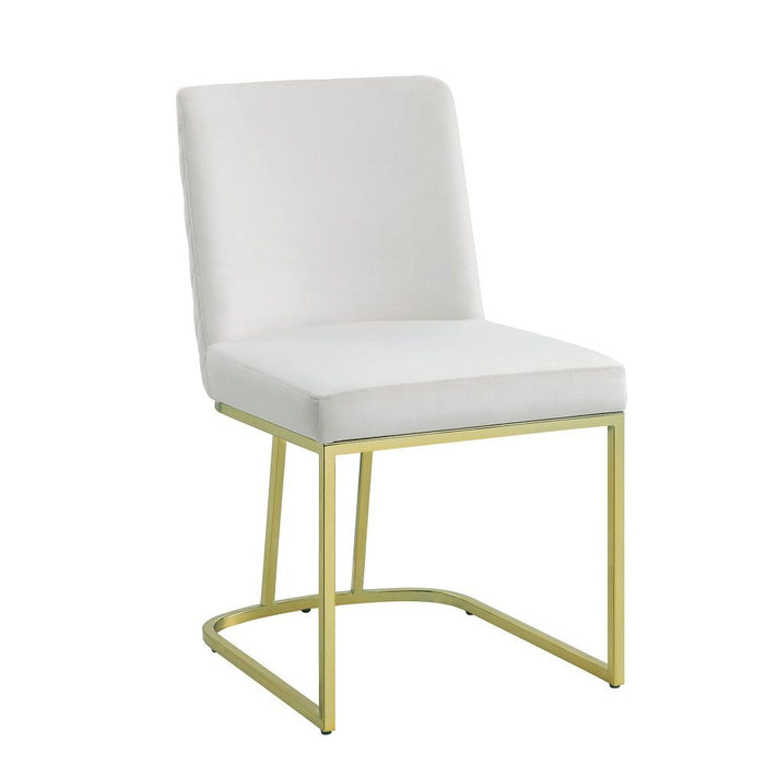 Zazie - Side Chair Set of 2) - White Velvet & Gold
