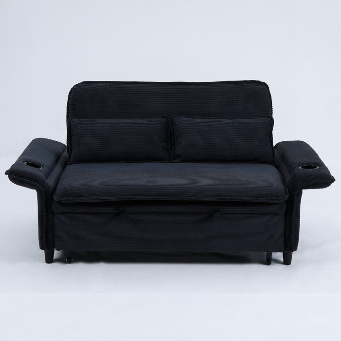 Modern Fabric Multi-Functional Sofa Bed With Adjustable Armrests And Backrests