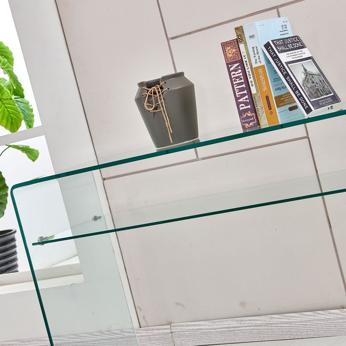 Modern Glass Console Table With Rounded Edges For Versatile Use Tempered Glass - Clear