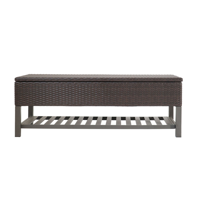 Regent - Storage Bench With Metal Rack - Brown Multi