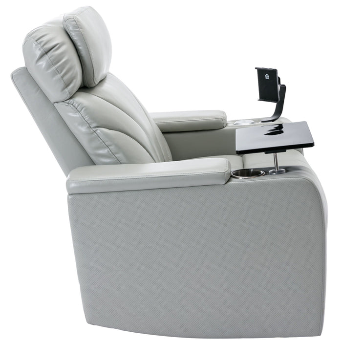 Power Motion Recliner Electric Power Recliner With USB Charging Port, Hidden Arm Storage, Convenient Cup Holder And Bluetooth Speaker
