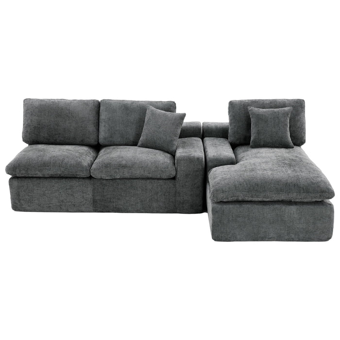 Cloud Sectional Sofa With Double Layer Cushion And Side Pockets, Free-Combined