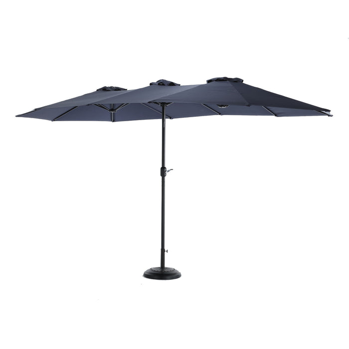 14.8 Ft Double Sided Outdoor Umbrella Rectangular Large With Crank (Navy Blue)