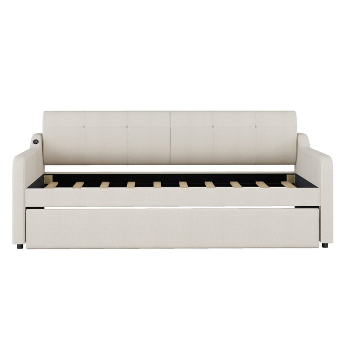 Upholstered Daybed With Trundle And USB Charging