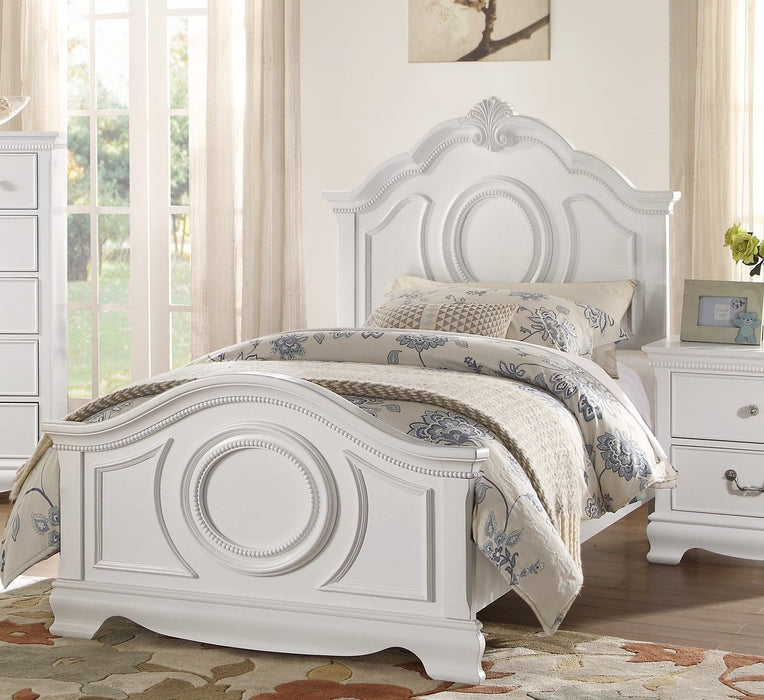 Classic White Finish Panel Bed Traditional Style Twin Size Bed Bedroom Furniture Wooden