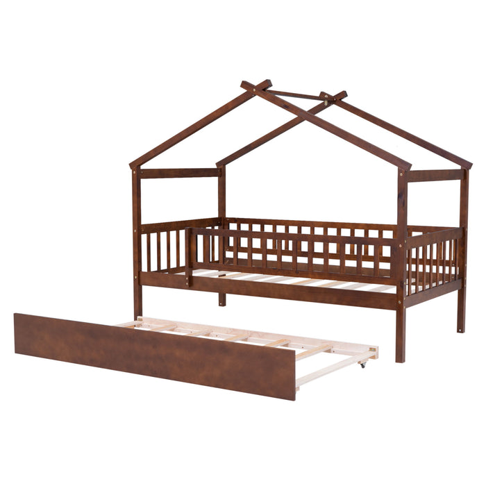 Creativity House Bed With Twin Size Trundle