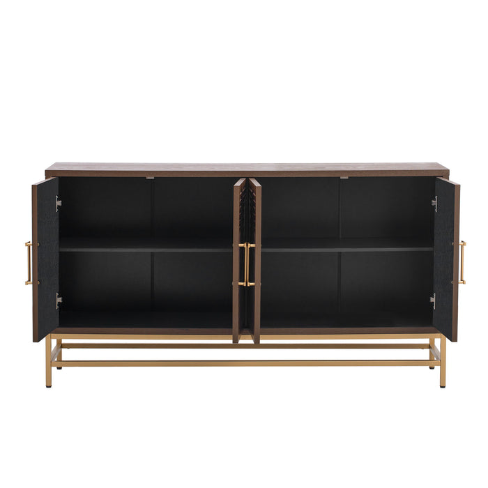 Trexm Retro Style Sideboard With Adjustable Shelves, Rectangular Metal Handles And Legs For Kitchen, Living Room, And Dining Room (Espresso)