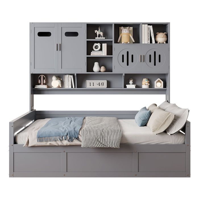 Daybed With All-In-One Cabinet And Shelf