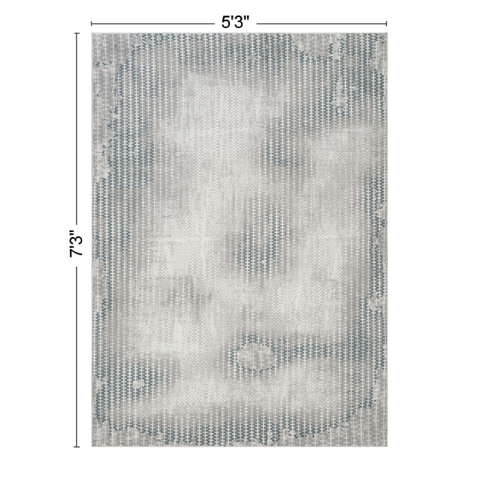 Geometrix - 5'3" X 7'3" Area Rug, Geometric 3D Effect - Ivory / Gray