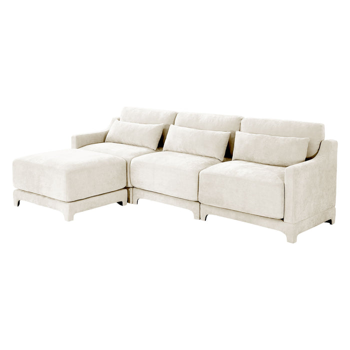 Stylish Sofa With Ottoman And Lumbar Pillows, Ergonomic Design