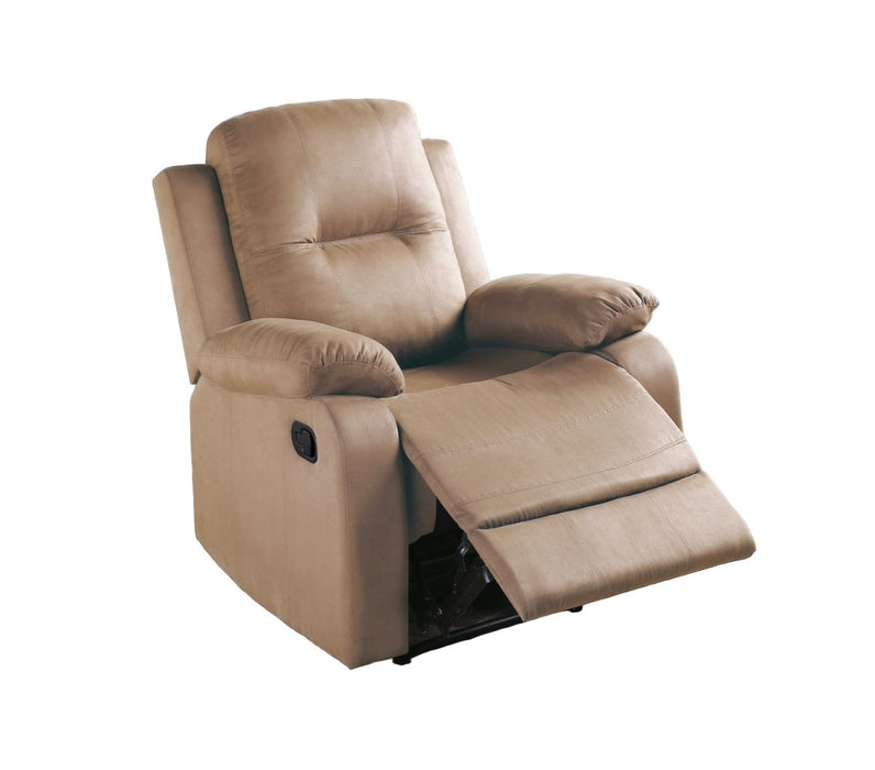 Elegant Modern Peat Color Microfiber Motion Recliner Chair Couch Manual Motion Plush Armrest Tufted Back Living Room Furniture