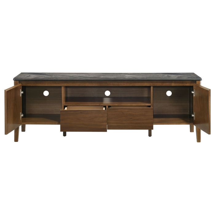 Bradley 63-inch 2-Door SmartTop TV Stand Smokey Grey and Brown