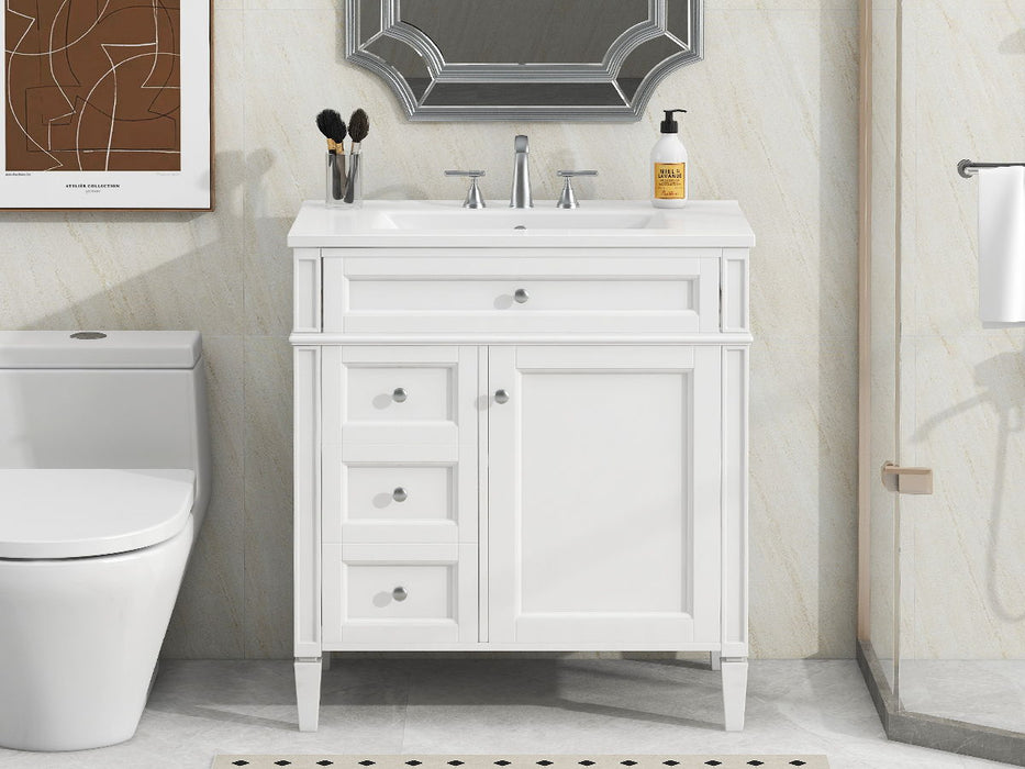 Bathroom Vanity With Top Sink, Modern Bathroom Storage Cabinet With 2 Drawers And A Tip-Out Drawer