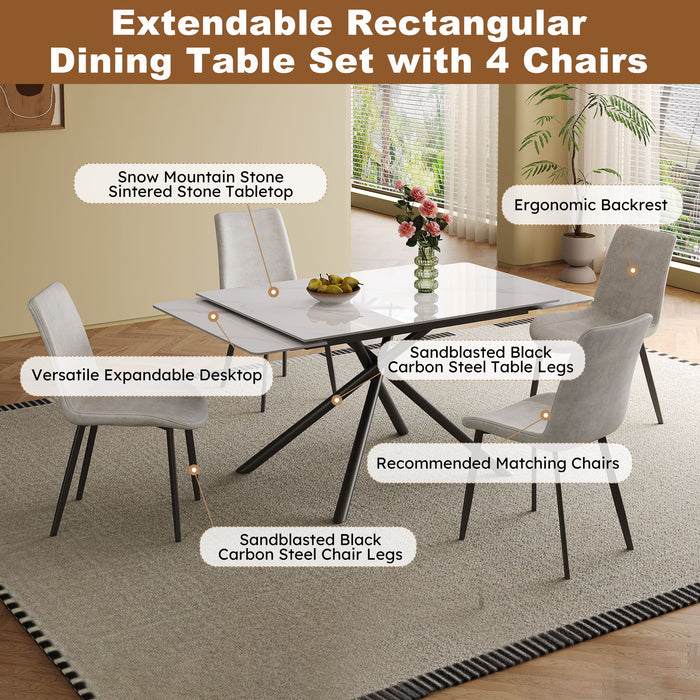 Retractable Sintered Stone Dining Table Set With Chairs