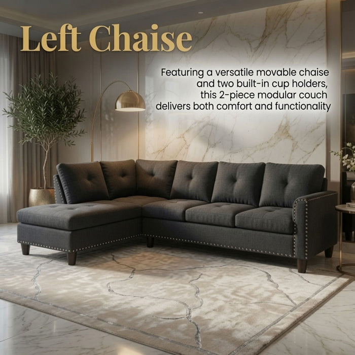 L - Shaped Sectional Sofa With Movable Left Chaise