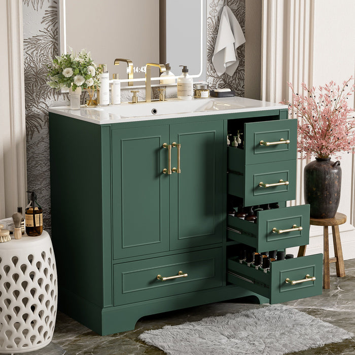 Traditional Bathroom Vanity With Soft Close Doors And Drawers