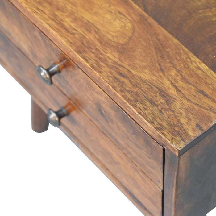 Mini Modern Bedside Table - Chestnut