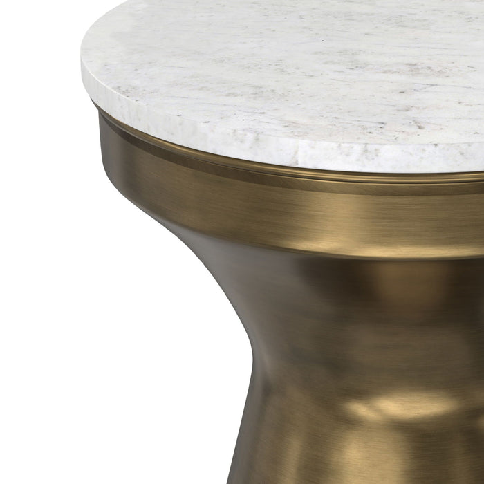 Raquel - Side Table - Antique Brass / White