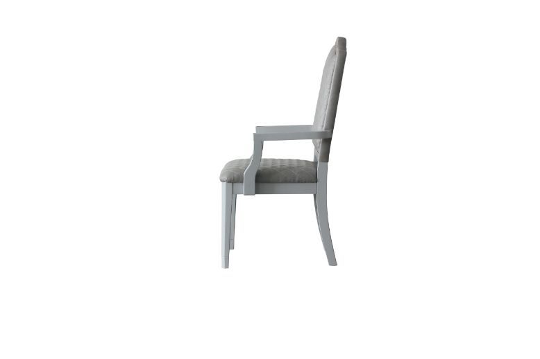 House Marchese - Arm Chair Set of 2) - Two Tone Gray Fabric & Pearl Gray