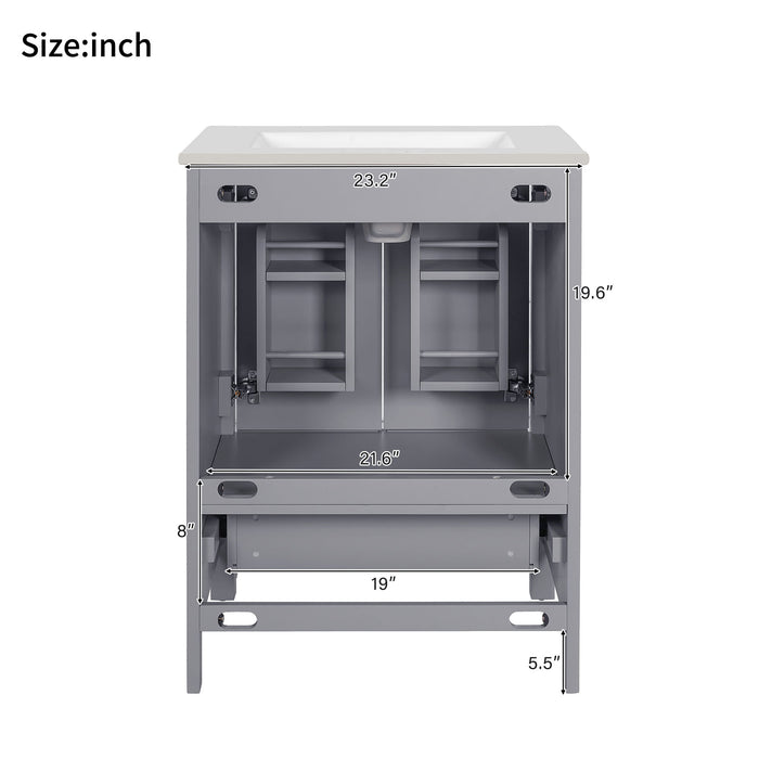 Bathroom Vanity With Integrated Undermount Ceramic Sink, 2 Doors And 1 Drawer, Soft Close Hinges