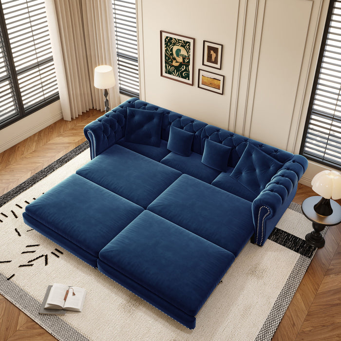 3 In 1 Pull Out Sofa Bed With Movable Ottoman