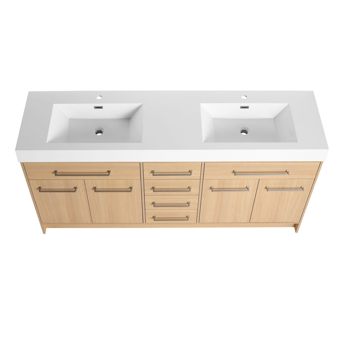 Freestanding Bathroom Vanity With Resin Sink, Soft-Closing Doors And Drawers