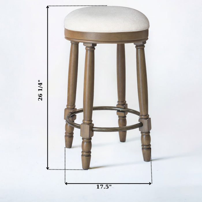 360° Swivel Wooden Barstools With Upholstered Seat, Counter Height (Set of 2)
